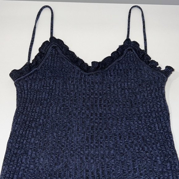 Free People Navy Blue Ruffled Trim V-neckline Cami size XS - Picture 4 of 11